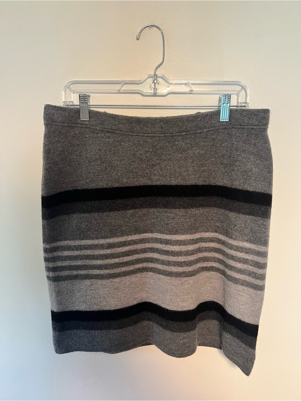 Toad&Co Gray and Black Striped Wool Knit Mini Skirt
